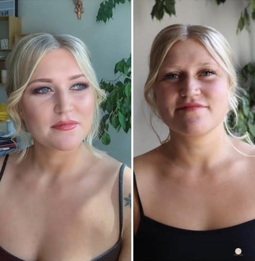 Før og efter make-up event